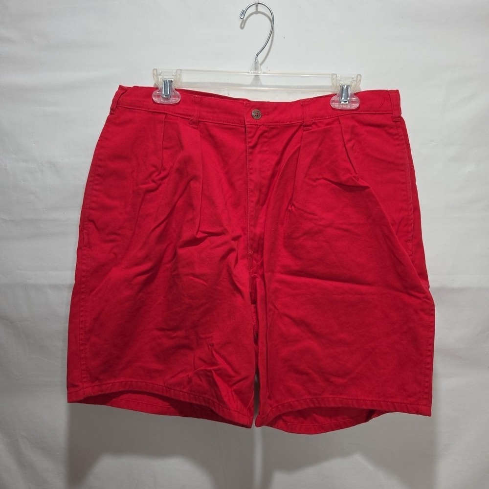Red Men's Pleated Front 100% Cotton Shorts Size 34 waste